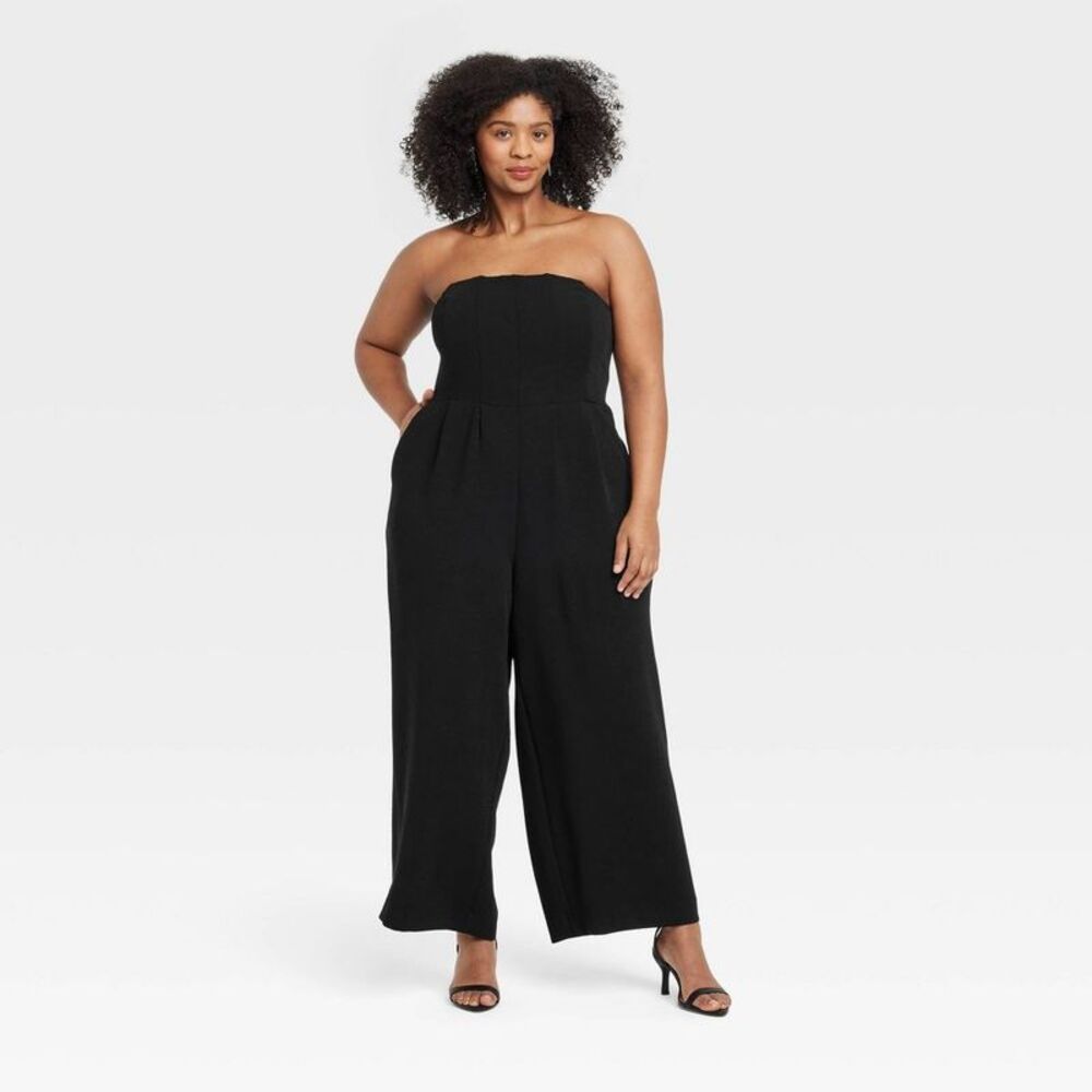 a new day Black Strapless Wide-Leg Jumpsuit